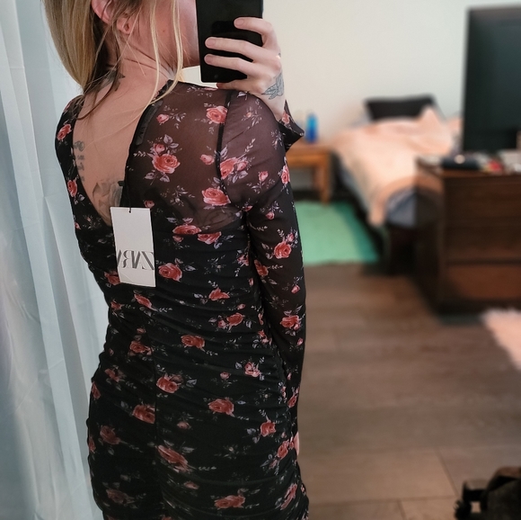 NWT Zara Floral Bodycon Dress - Picture 3 of 7